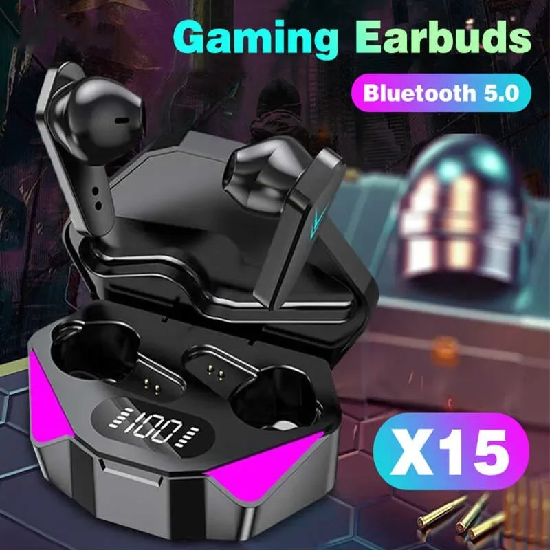 NEW X15 TWS Earphones Bluetooth Wireless Gamer Headphones 65ms Low Latency Earbuds fone Gamer Headset Gamer With Mic Handfree