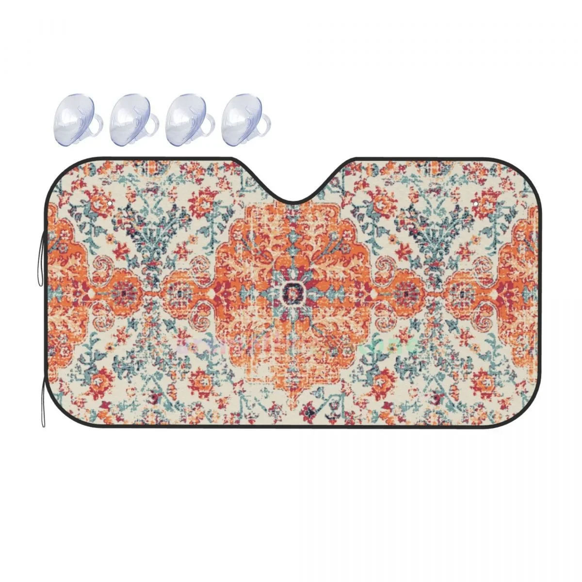 

Aztec Terracotta Boho Car Reflective Sun Blocker Fits Small Sedans, Mini SUVs Standard Sunshade Car Accessories