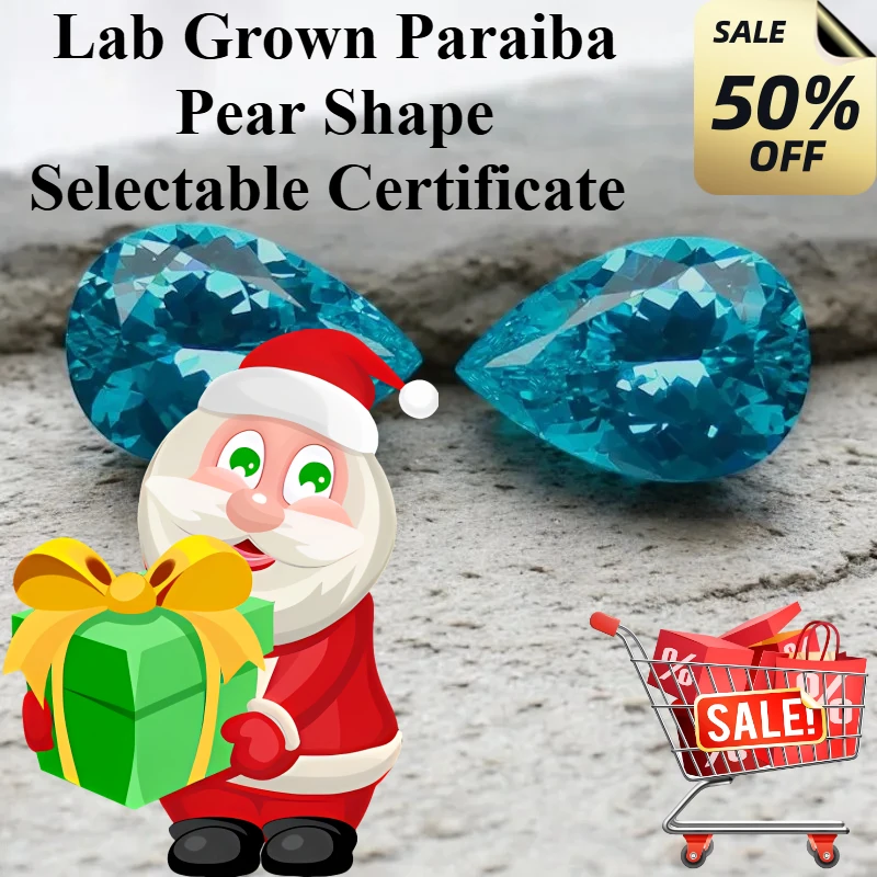 

High Quality Lab Grown Paraiba Pear Cut Neon Blue Color Gemstone DIY Charms Jewelry Making Materials Selectable Certificate