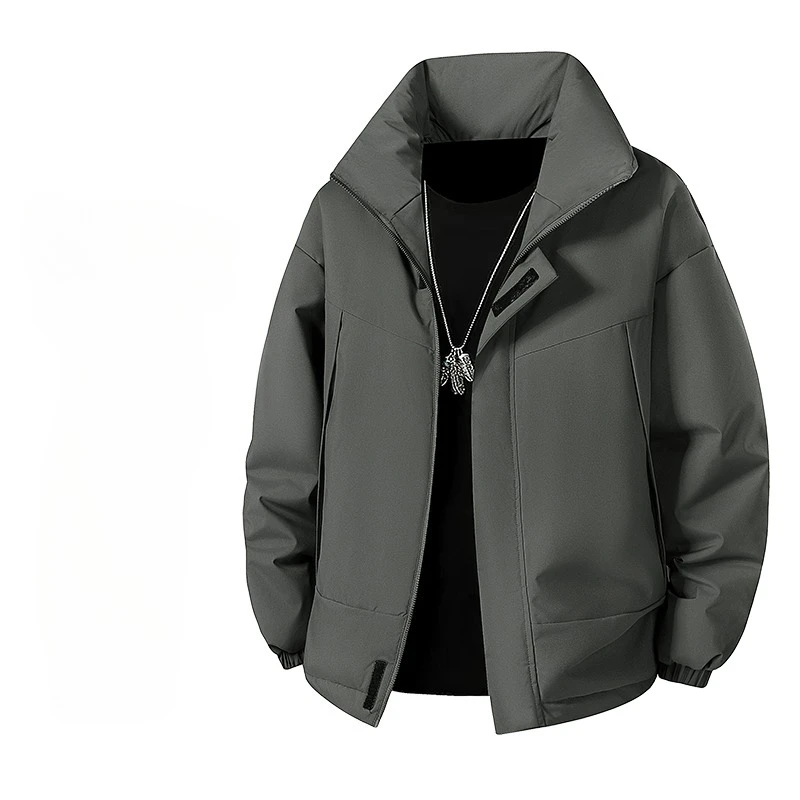 Solid Color All-match Men Parkas Thicken Warm Stand Collar Cotton Jackets Fashion Trend Zipper Male Clothes Winter Comfortable