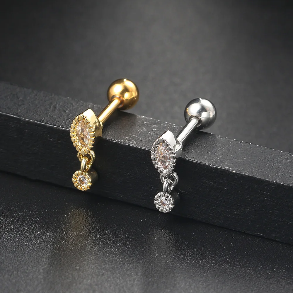 Daith Helix Flache Piercing-Ohrstecker für Frauen aus Edelstahl, Schraub-Ohrring für Knorpel, Tragus, Conch, Ohrläppchen, Modeschmuck – Detail 7