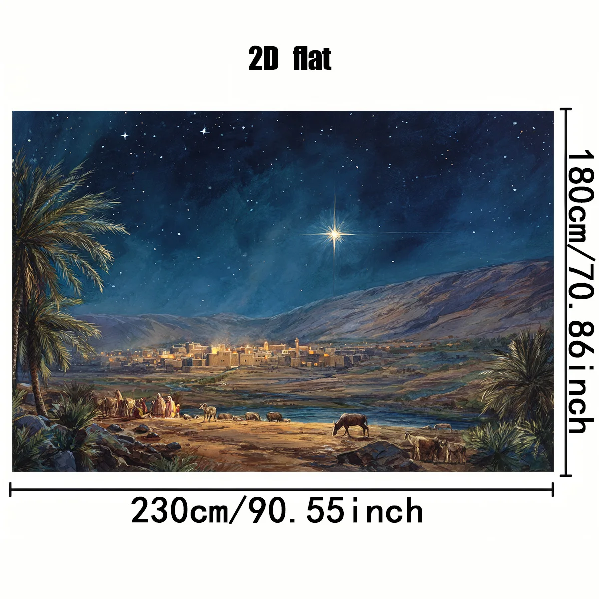 قطعة واحدة من لافتة خلفية السماء المرصعة بالنجوم لعيد الميلاد - مشهد ميلاد نجم Bethlehem، ديكور عيد الميلاد الداخلي/الخارجي #6