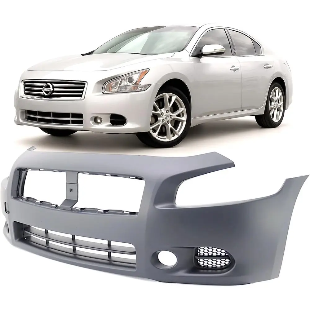 

Compatible with Front Bumper Cover Fascia 2009-2014 Nissan Maxima S SV GXE Tracking Sedan 09-14. New Primed Without Sensor Holes