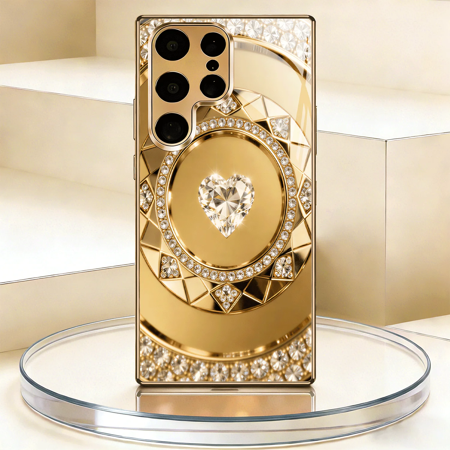Luxury drilling ring s26 ultra case s25 ultra Glass phone case for Samsung Galaxy S26 25 24 23 22 21 Ultra FE Plus Durable Case