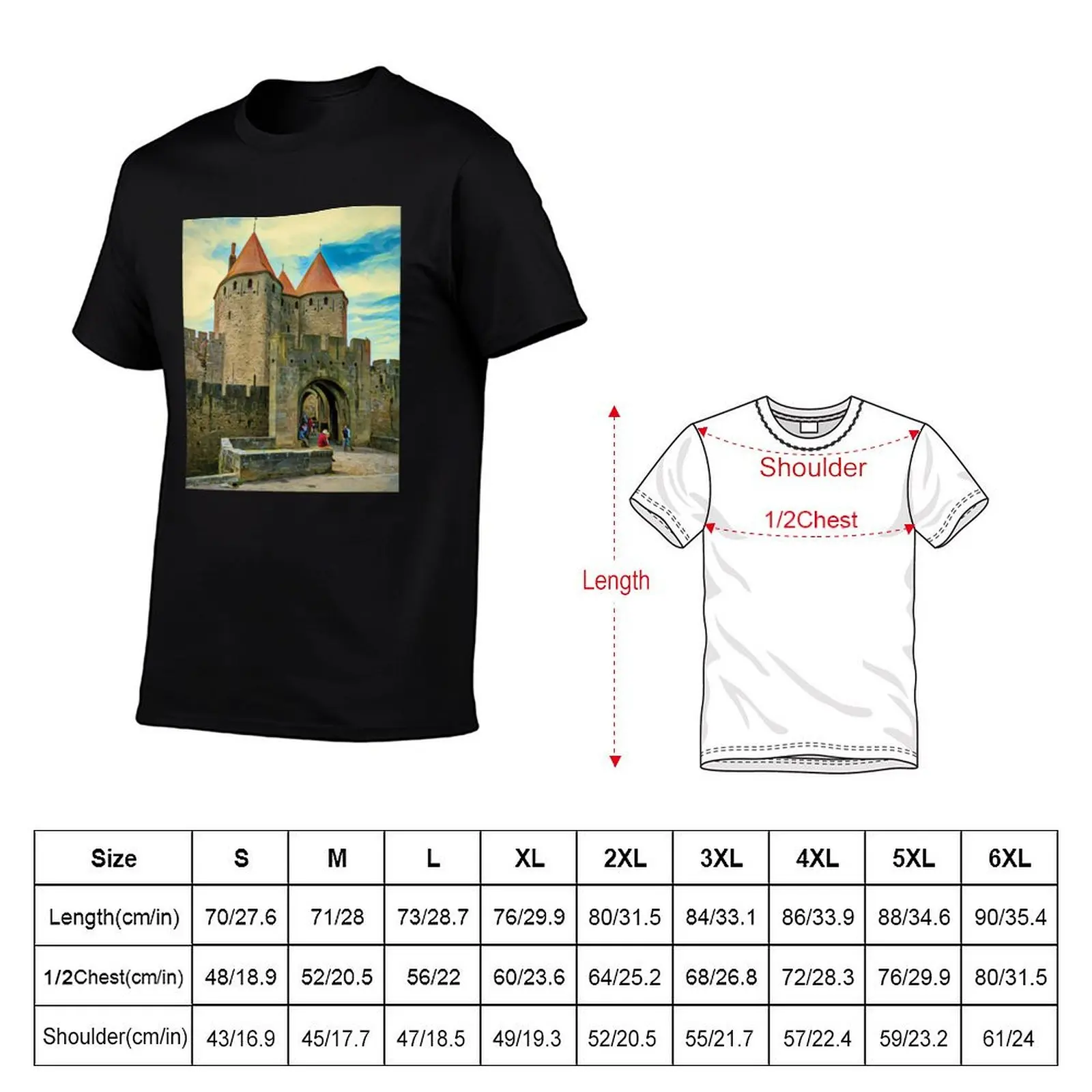 LA Cite , CARCASSONNE , France T-Shirt Basic Short Sleeve Cotton Blend T-Shirt