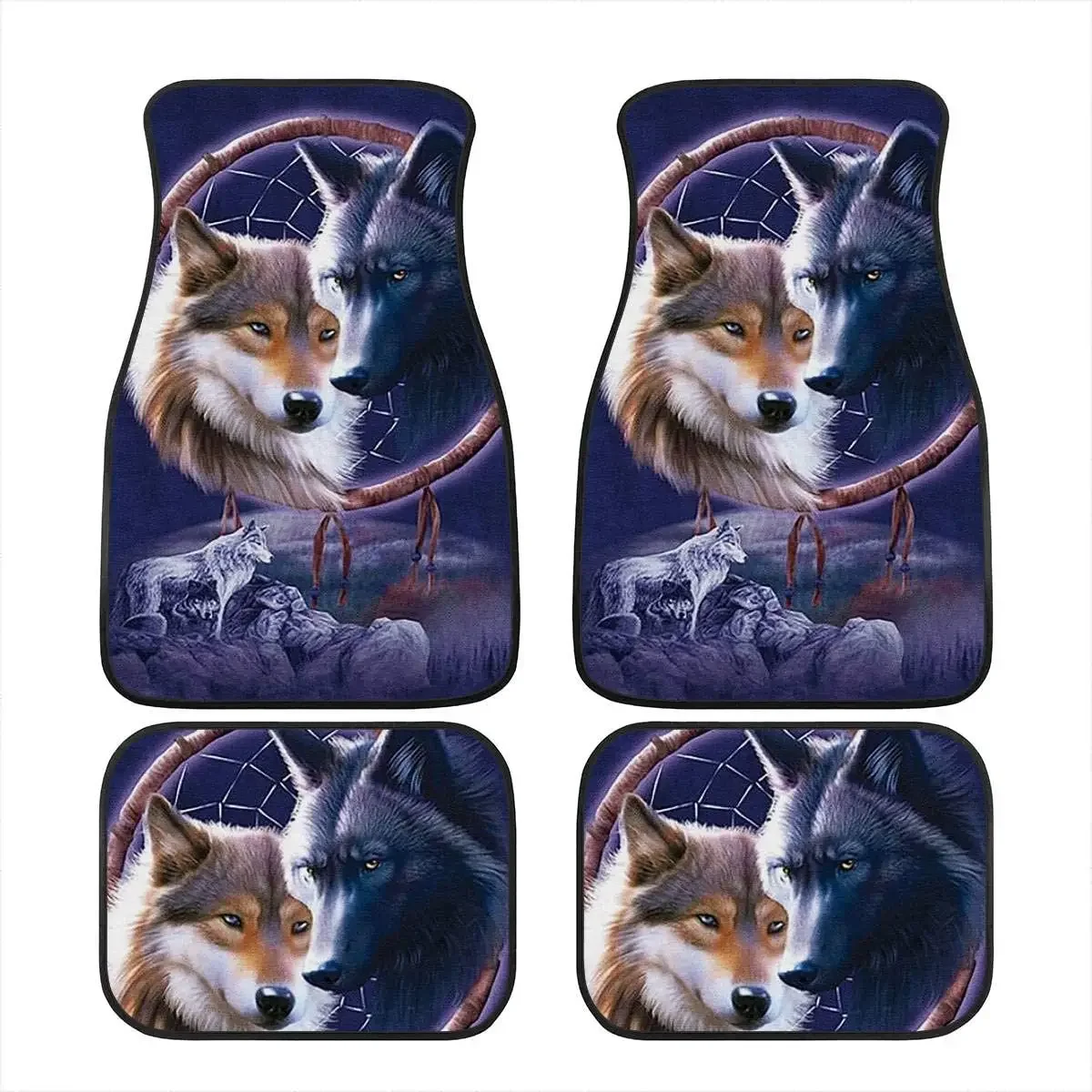 

Dream Catcher Wolf Animal Print Universal Car Floor Mats Set,Customized Fashion Design Floor Car Carpet For SUV,Vans,Seda
