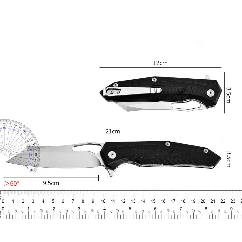 Outdoor Folding Knife D2 Steel Portable Defense Folding Knife G10 Tactical Knife Fruit Knife Mountaineering Pocket Knife