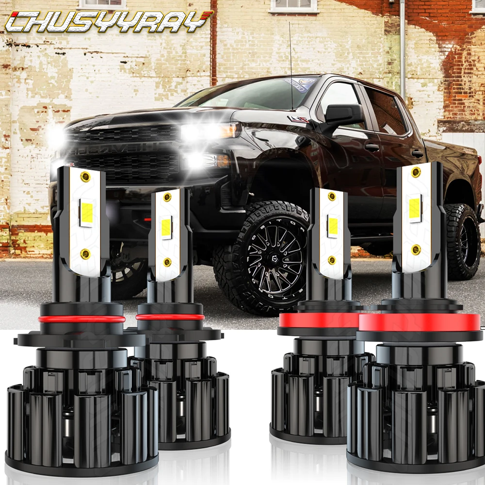 

CHUSYYRAY Car lights Compatible For Chevy Silverado2500 HD 2008-2018 Combo LED Headlight Bulbs High Low Beam Fog Light Kit 6000K