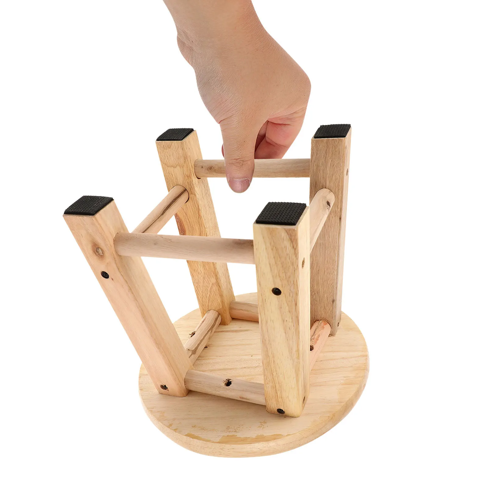 

1Pcs Wooden Small Round Stool Anti-Slip Home Toilet Stool Footstool Bathroom Chair Lightweight Practical for Changing