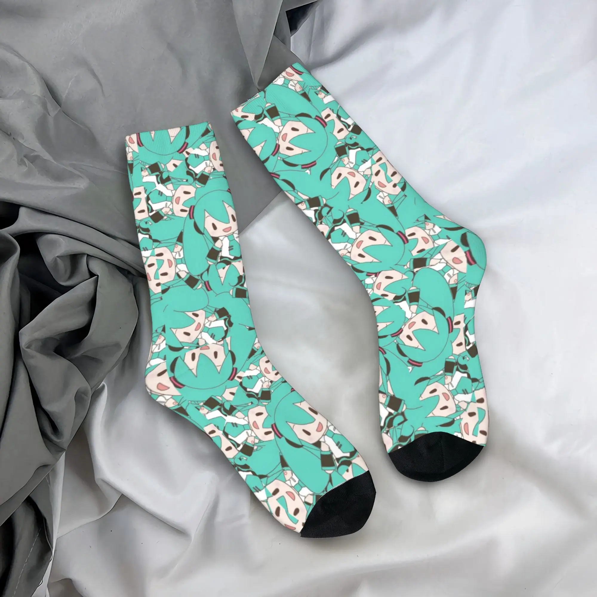 Custom Funny Printing Hatsuned Mikues Cartoon Socks for Women Men Stretch Summer Autumn Winter Voice Anime Crew Socks