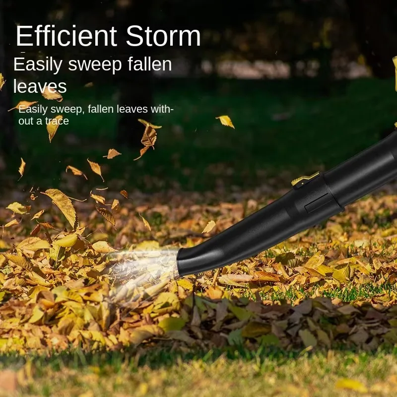 เครื่องเป่าลมไร้สายเกรดอุตสาหกรรม มอเตอร์ไร้แปรงถ่าน ใช้พลังงานแบตเตอรี่ลิเธียม กำลังแรง สำหรับเป่าใบไม้ หิมะ และฝุ่น