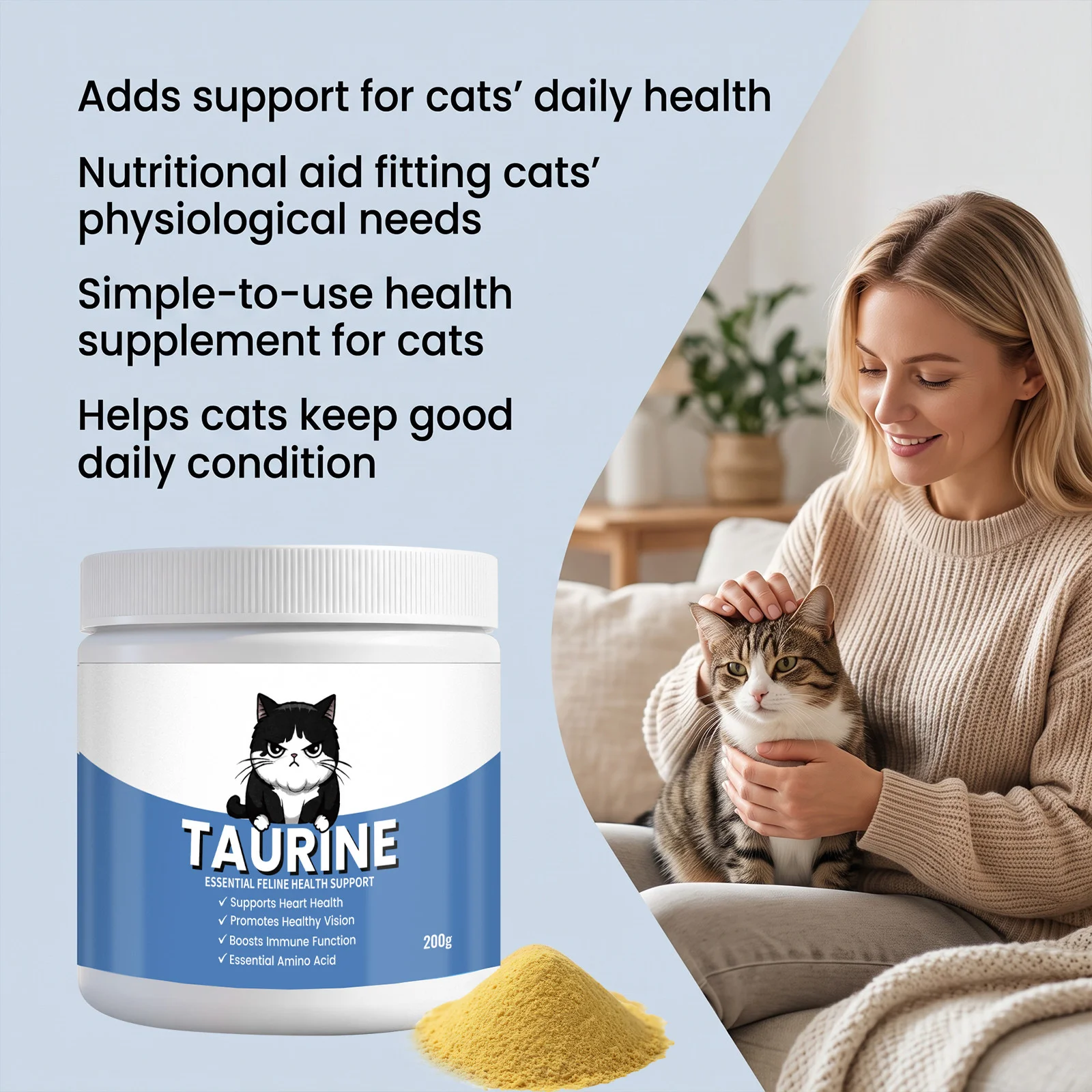 200g Taurine Powder For Cats Heart Support Organic Powder Immune System Support Kitten Powder For Eye Protection Digestion