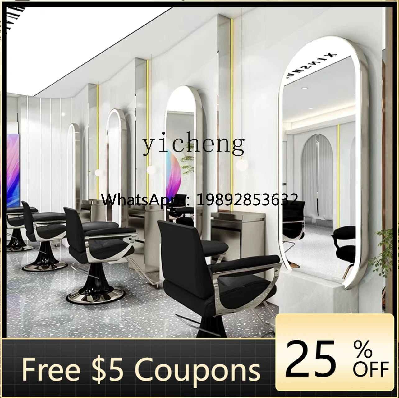 LYY   barber shop mirror single and double-sided floor-to-ceiling hair salon mirror table hair salon hair cut mirror