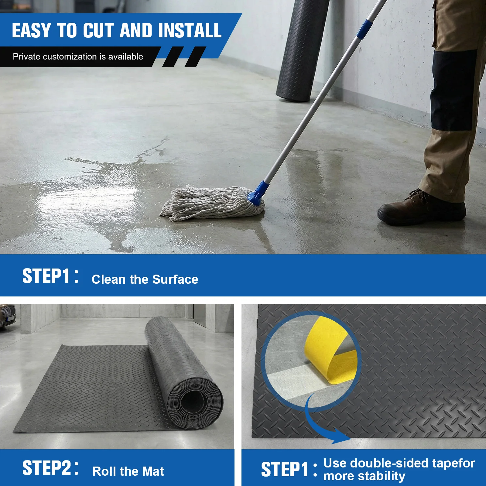 

Рулон напольного покрытия 7.9x21/32.8 футов, 2.5 мм, из ПВХ с алмазной текстурой, для гаражей, парковок, грузовиков, прицепов, внедорожников, фургонов, гольф-каров, мотоциклов