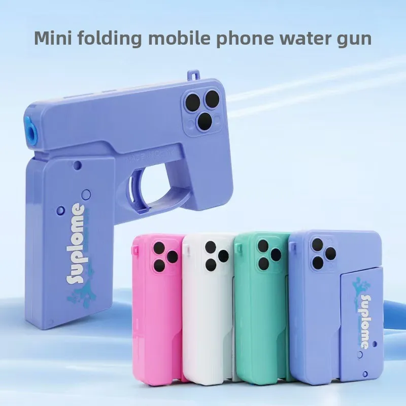 9-Farben Mini Faltbare Mobile Wasserpistole Manuelle Doppelkopf-Wasserpistole Praktisches Stressabbau-Spielzeug Sommer-Wasserspielzeug
