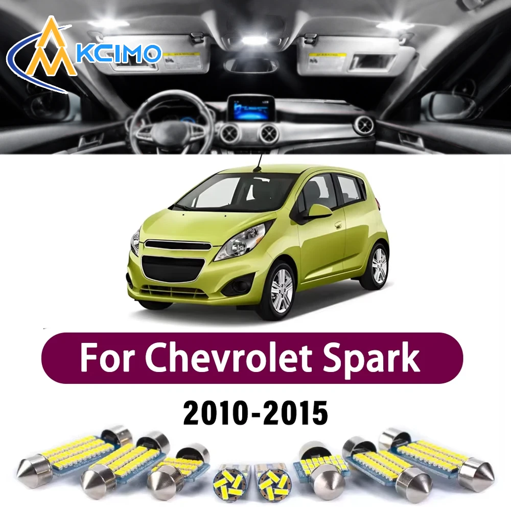 New LED Canbus Interior Reading Dome Vanity Mirror Light Kit For Chevrolet Spark 2010-2015 Premium Bright Easy Install Lights