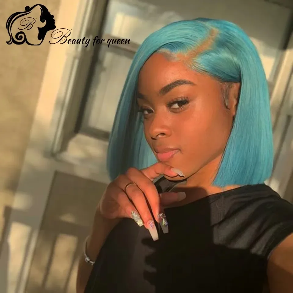 

Lake Blue Bob 13x4 Lace Front Wigs 100% Human Hair Quality 180% Density Human Hair Wigs 100% Human Hair Quality Human Hair Wigs