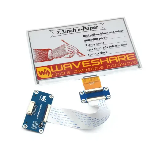 7.3inch e-Paper (G) Waveshare e-Paper HAT (G) 800x480 Red Yellow Black White Paper-Like Effect Without Electricity SPI