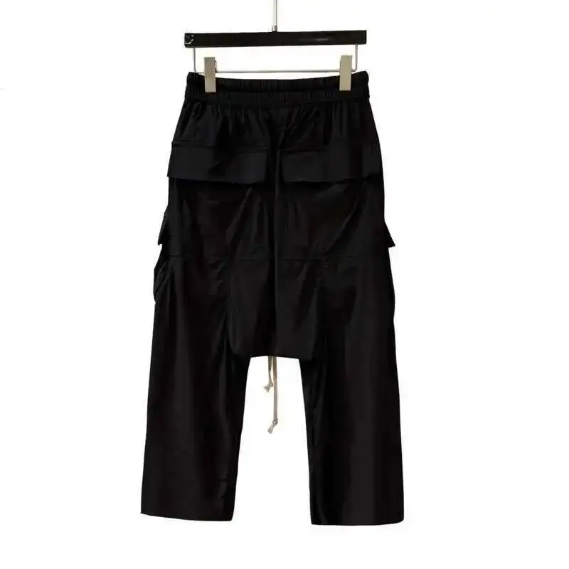 HKSH Spring Summer New Men's Tide Dark Double Side Pockets Loose Haren Hanging Cross Pants Fashion Chic Y2K Baggy Cotton HK4537