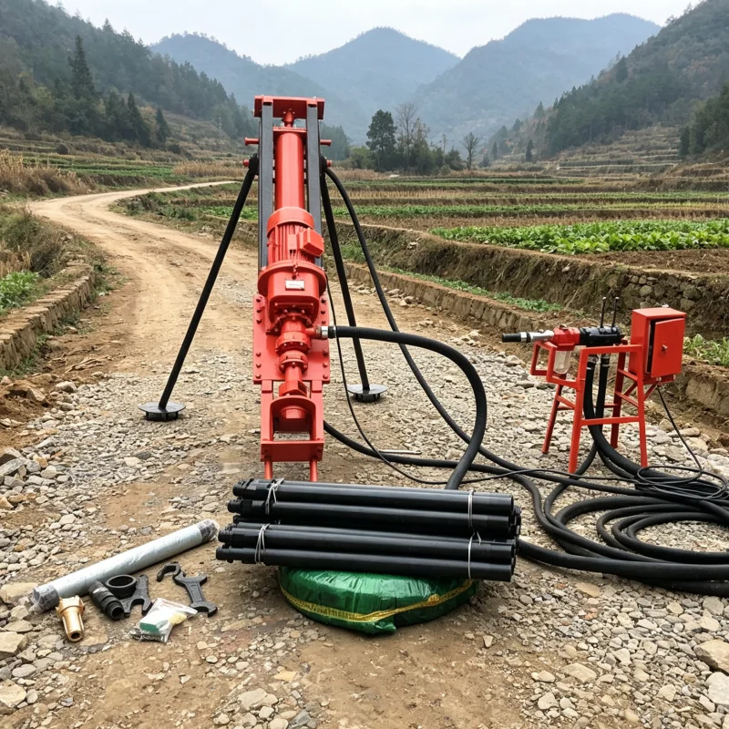 Customized Dth Drilling Rig Small Pneumatic Rock Borer Light High Torque 40M Multi Angle Drilling Road Mine