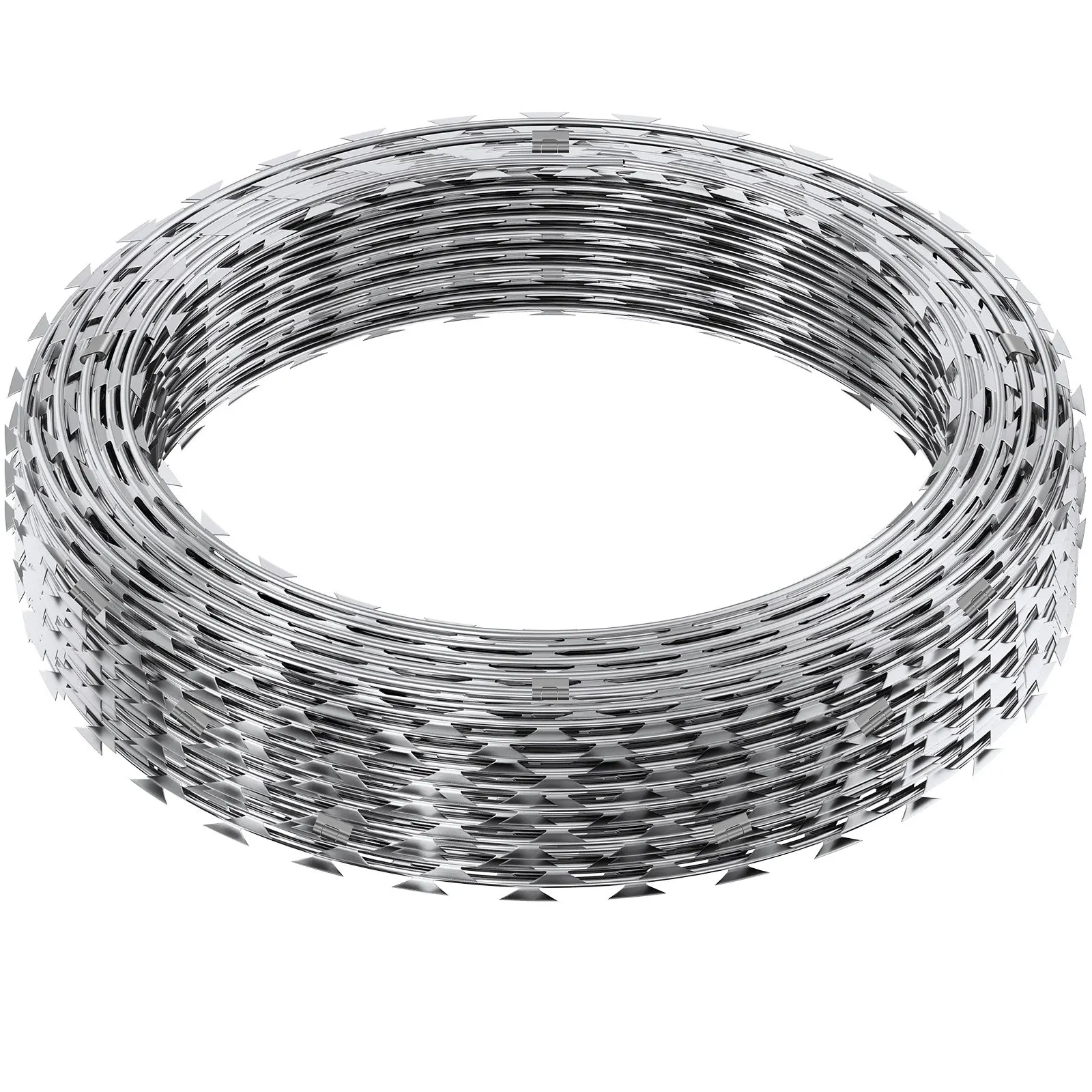 Razor Wires, 98 Ft Razor Barbed Wire, 2 Rolls Razor Wire Fencing Razor Fence, Double Spiral Razor Ribbon Barbed Wire Galvanized