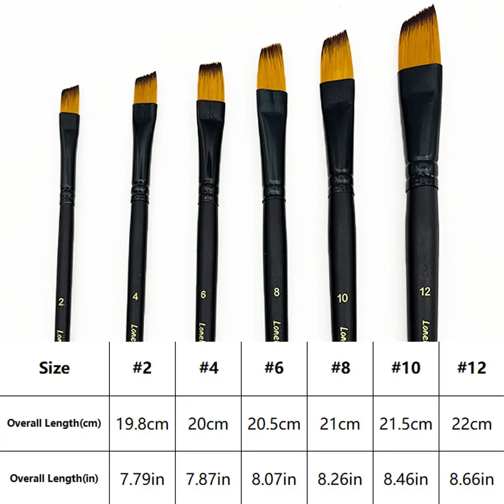 6PCS Angular Paint Brush Set, Soft Anti-Shedding Nylon Hair Angled Paint Brushes, for Artists and Beginners for Watercolor