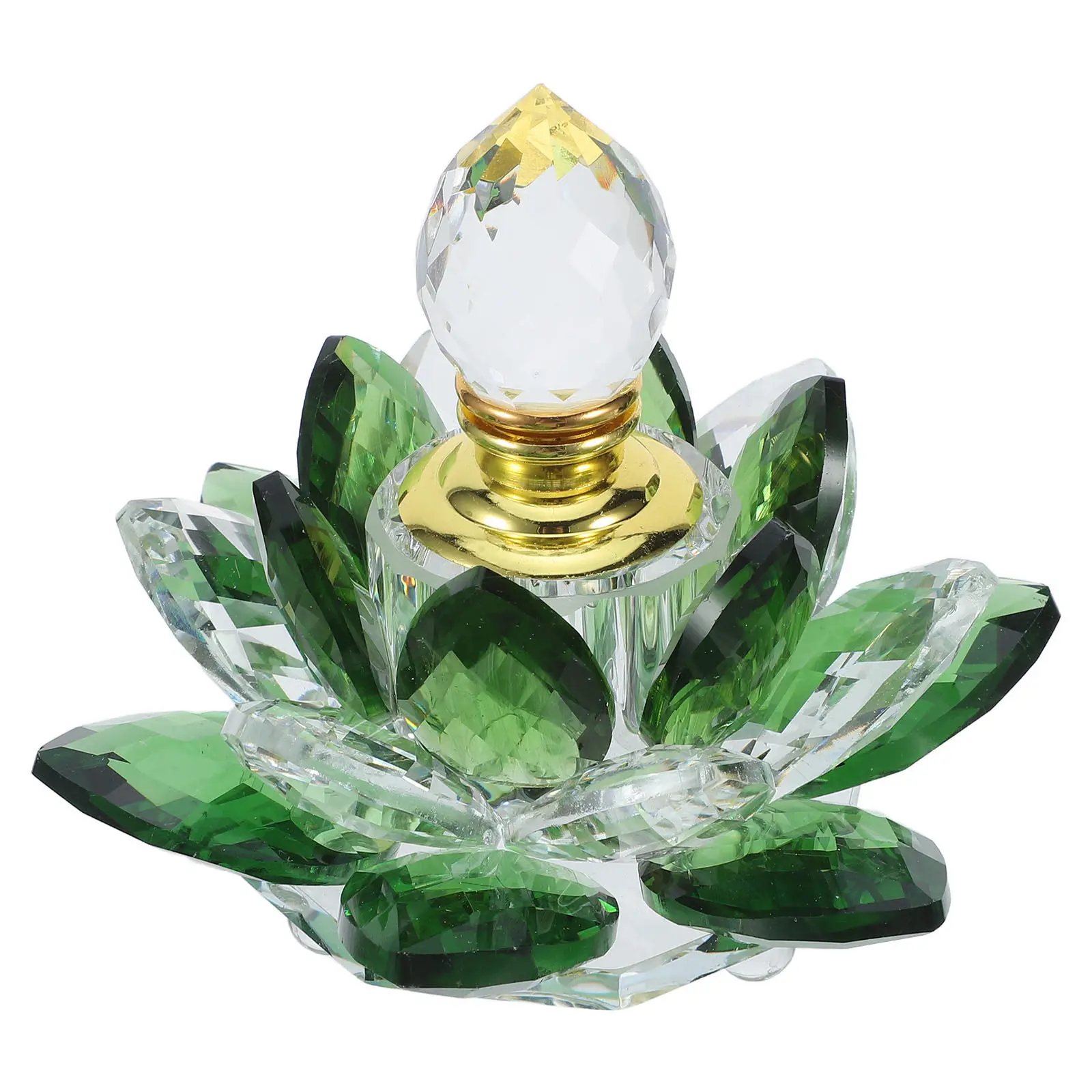 1Pcs Creative Lotus Style Perfume Bottle Premium Crystal Glass Empty Perfume Container Leak Proof Home Decor Living Room Vintage