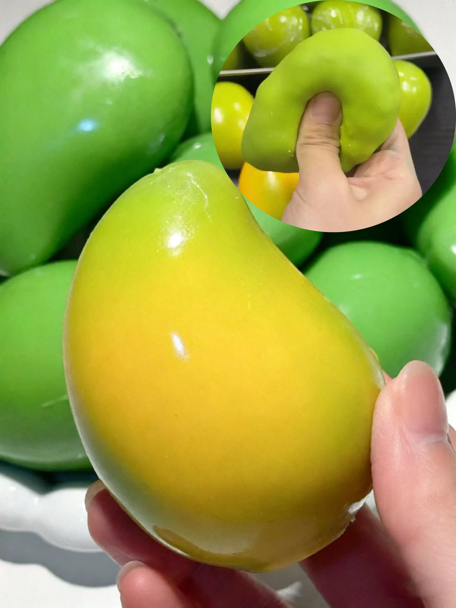 Pelota Antiestrés de Mango Crujiente Hecha a Mano, Juguete Sensorial de Mango que Cambia de Color, Pelota Antiestrés ASMR