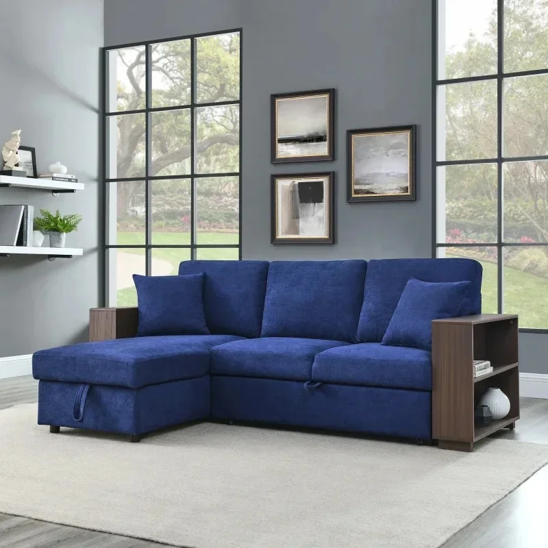 Sectional Sofa with Pull-Out Bed and 2 Reversible Chaises for Versatile Living Room Comfort