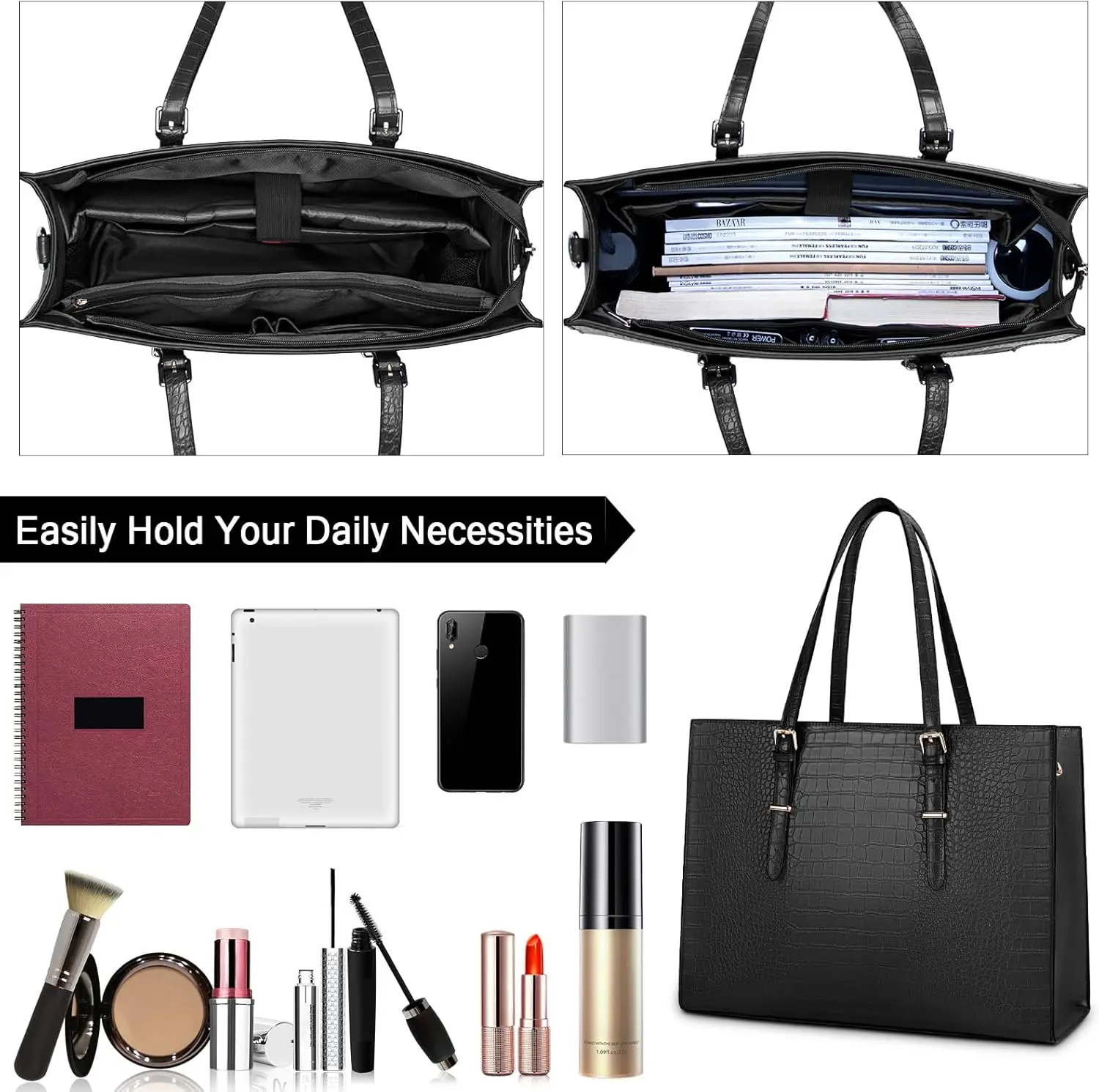 Bolso para ordenador portátil de 15,6 pulgadas, bolso de mano para ordenador portátil, maletín de cuero con clase para ordenador, bolso de trabajo, bolso de hombro profesional para oficina y negocios
