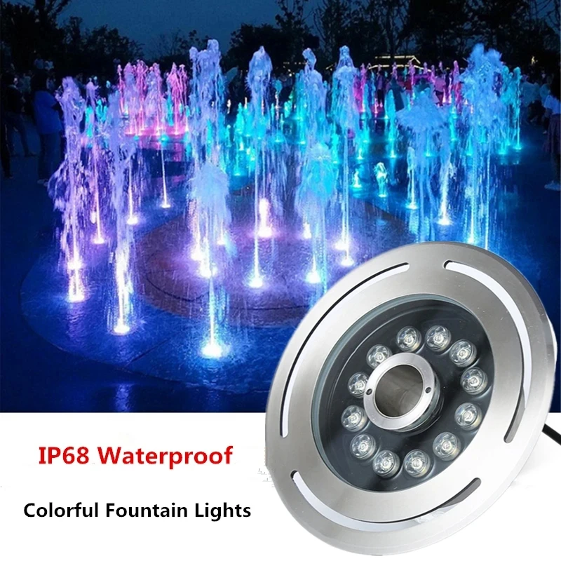 

12W RGB LED Swimming Pool Light IP68 Waterproof Embedded Fountain Lights 6W 9W UnderWater Lamp Pond Led Piscina Luz Spotlights