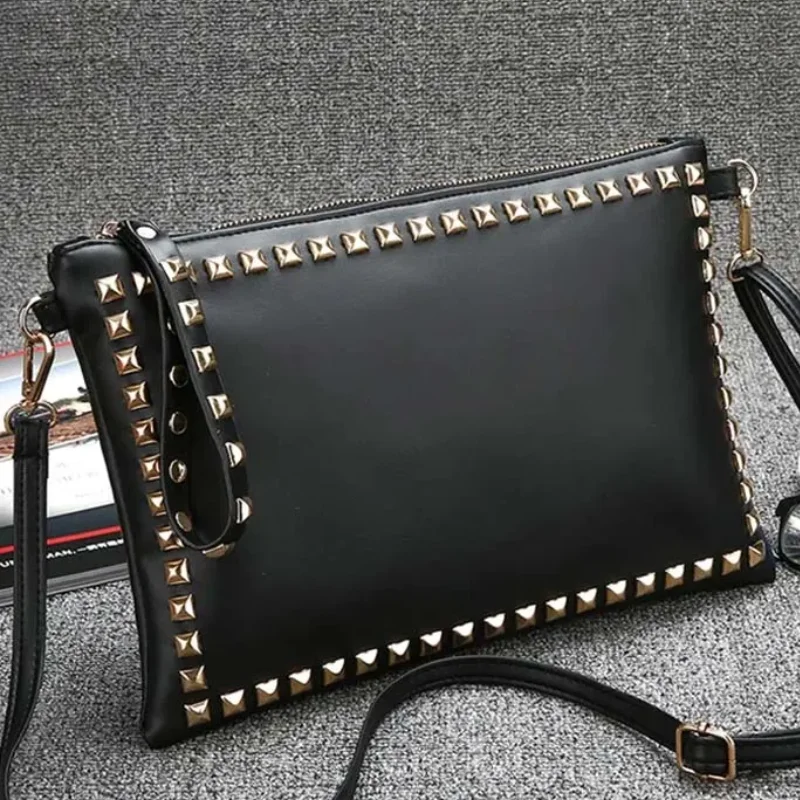 

Fashion Women Day Clutches Leather Rivet Handbags Luxury Party Ladies Dinner Bag Brand Design Envelope Bag Purse Bolsas Feminina