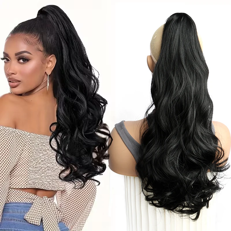 

Синтетические разноцветные волосы для наращивания хвоста, длинные пушистые волнистые термостойкие для женщин, щипцы для завивки на каждый день