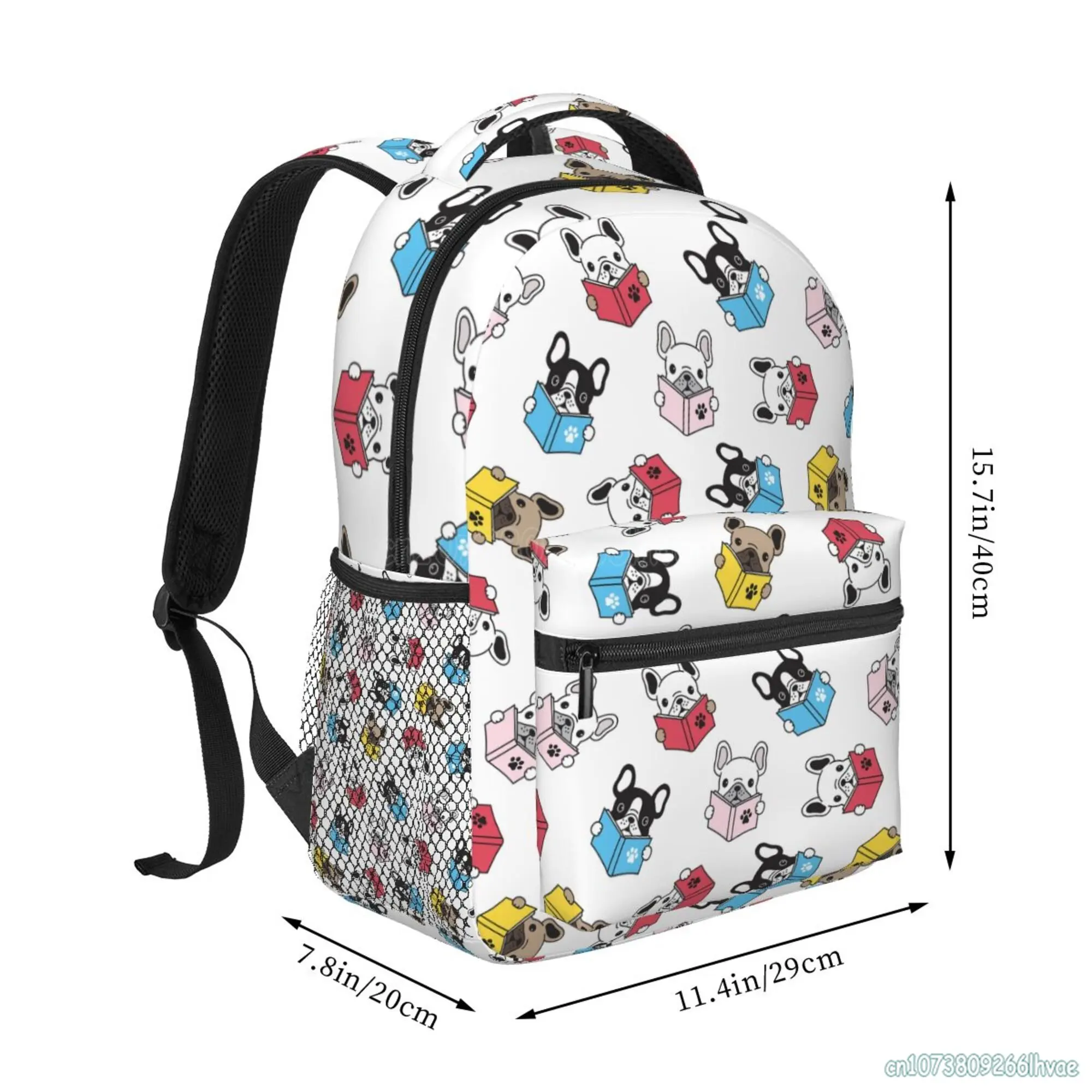 Niedliche französische Bulldogge Hund lesen Buch Muster Schult aschen Mode Reise rucksack Jungen Mädchen Schüler personal isierte Laptop tasche