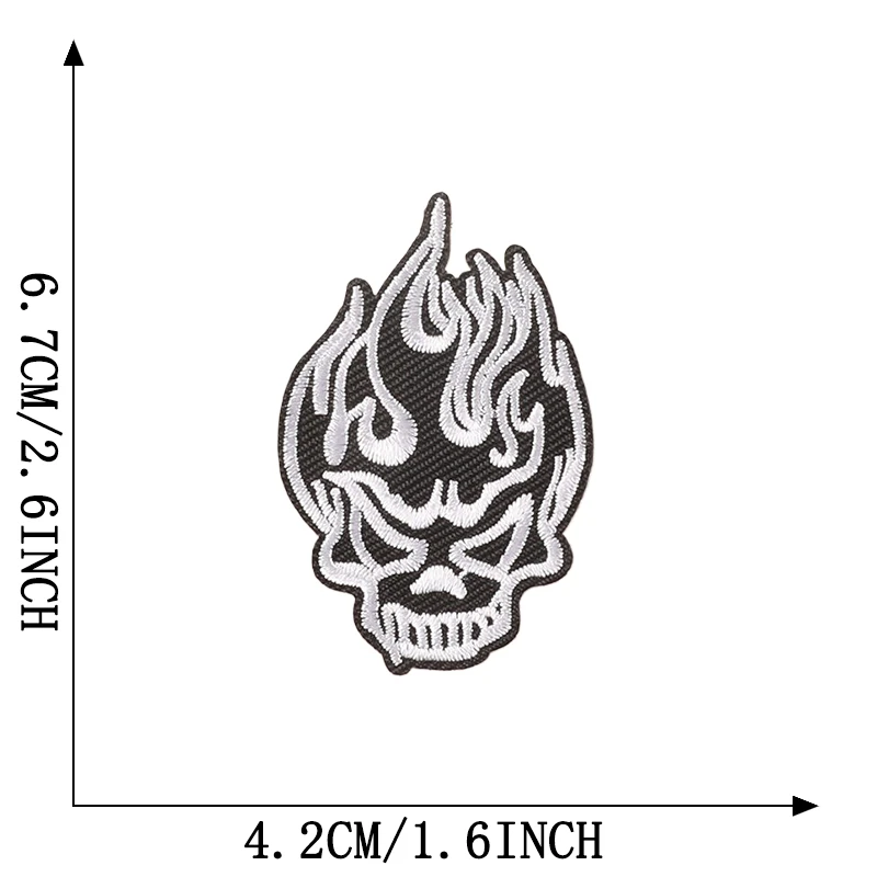 Schwarz-weißer Totenkopf zum Aufbügeln, Rock für Kleidung, bestickt, Mochila-Hut, zum Aufnähen, Patches, Punk-Stoff, Diy, Nas Vendki, Jacken-Aufkleber – Detail 11