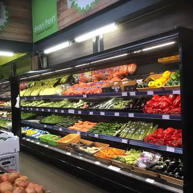 

FOODLINE Customized Supermarket Vertical Display Refrigerator Fresh Vegetable Fruits Milk Multideck Open Chiller Commercial