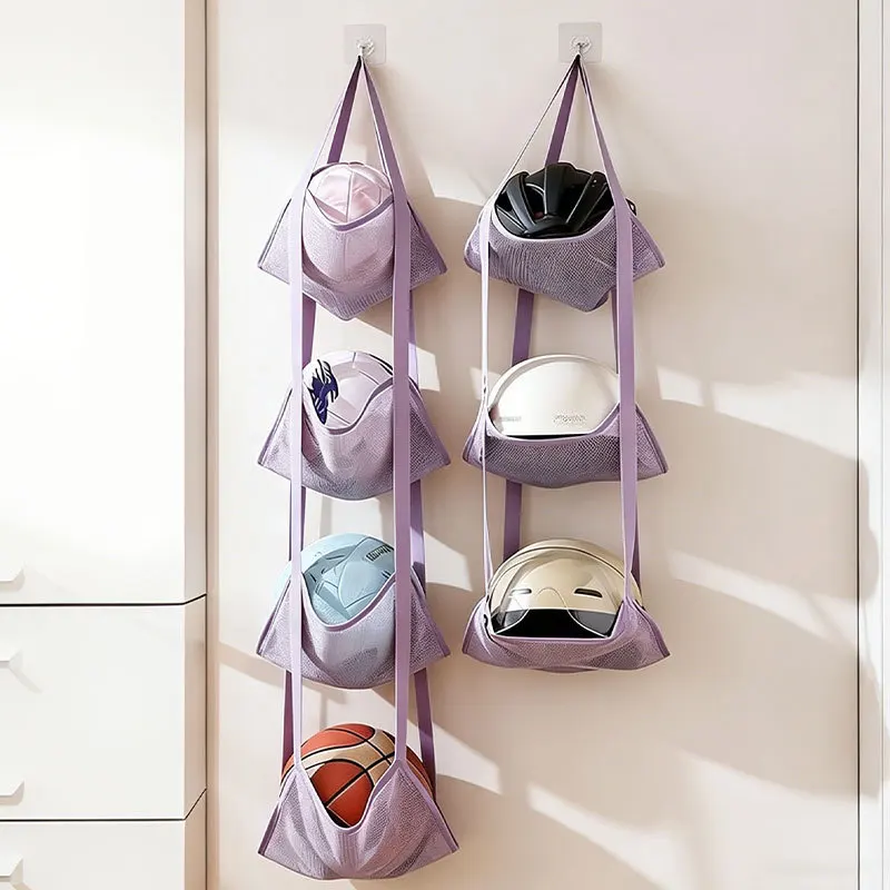 Basketball Storage Hanging Bag Home Use Wall-Mounted Behind the Door Football Storage Rack Ball-Shaped Dolls Toys Storage Bag
