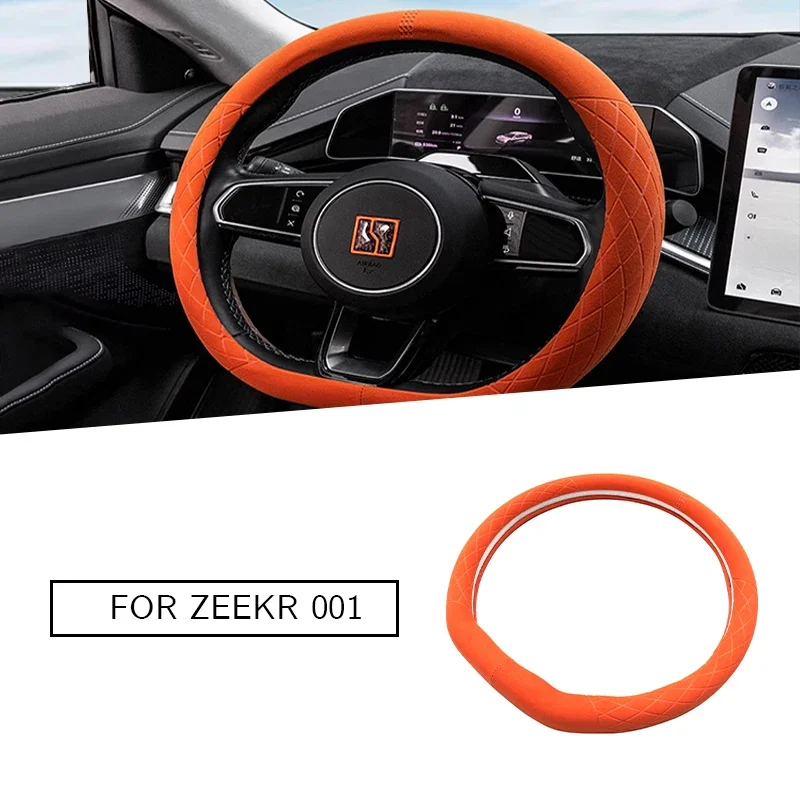 for 2021-2024model Year Zeekr001 Steering Wheel Cover, Suede Material, All Season Universal Anti Slip and Sweat Absorbing