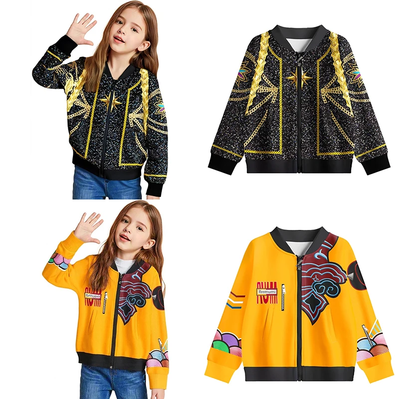 

Kids Girls Kpop Rumi Cosplay Jacket Polyester Demon Hunters Zoey Cosplay Costume Halloween Hoodie Sports Tops Halloween Party