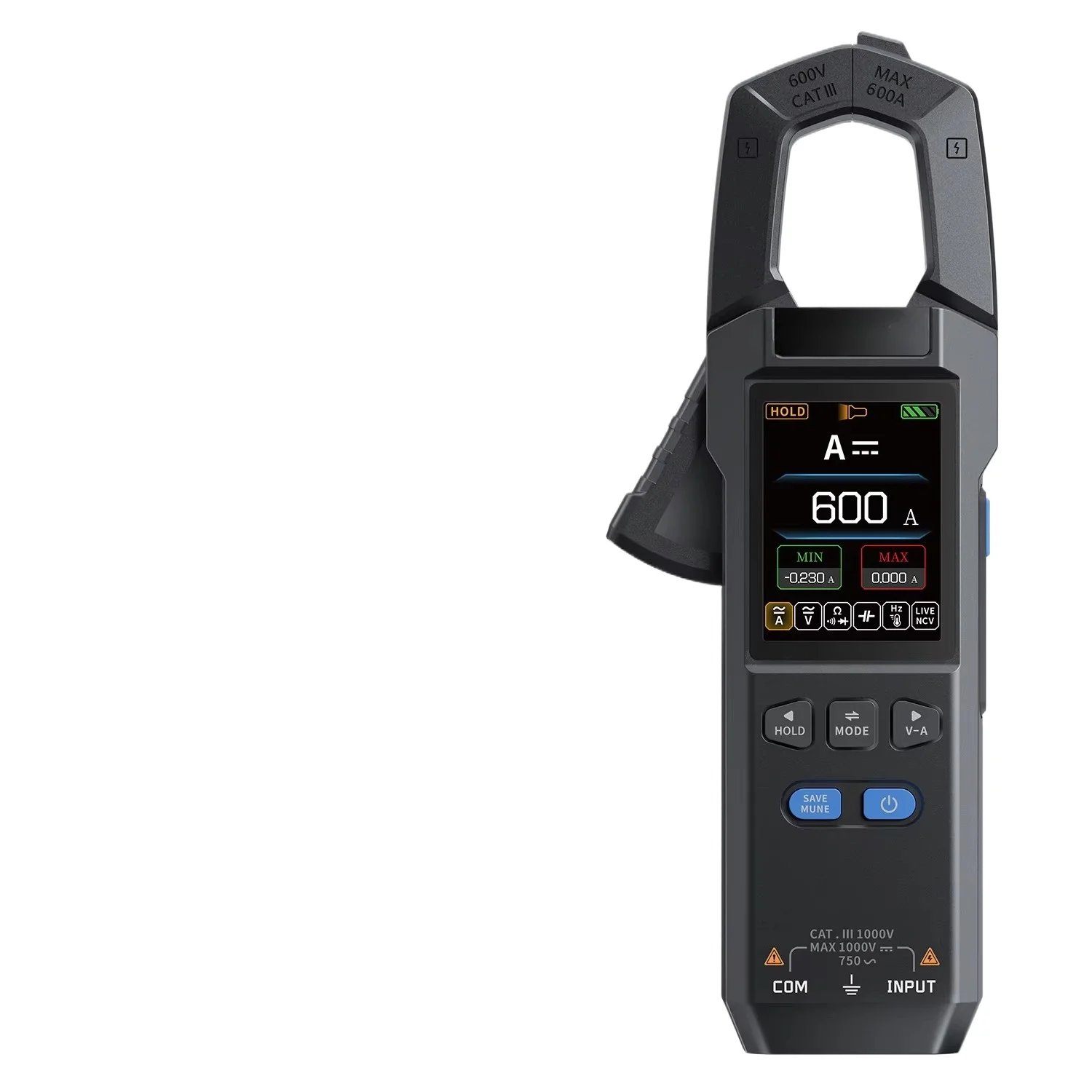 

10000 Counts Digital Clamp Multimeter DC AC 600V 600A Intelligent Anti-burn True RMS Clamp Meter