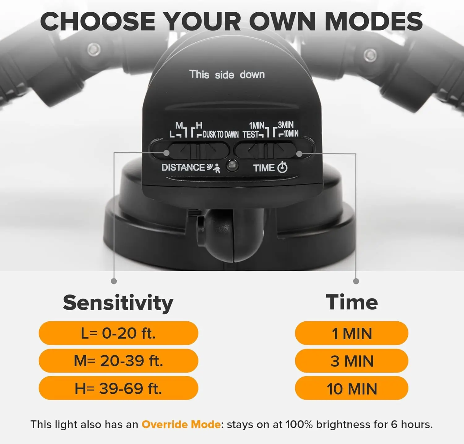 72W LED 모션 센서 투광등, 7500LM 주광색, 실외 보안용 IP65 방수