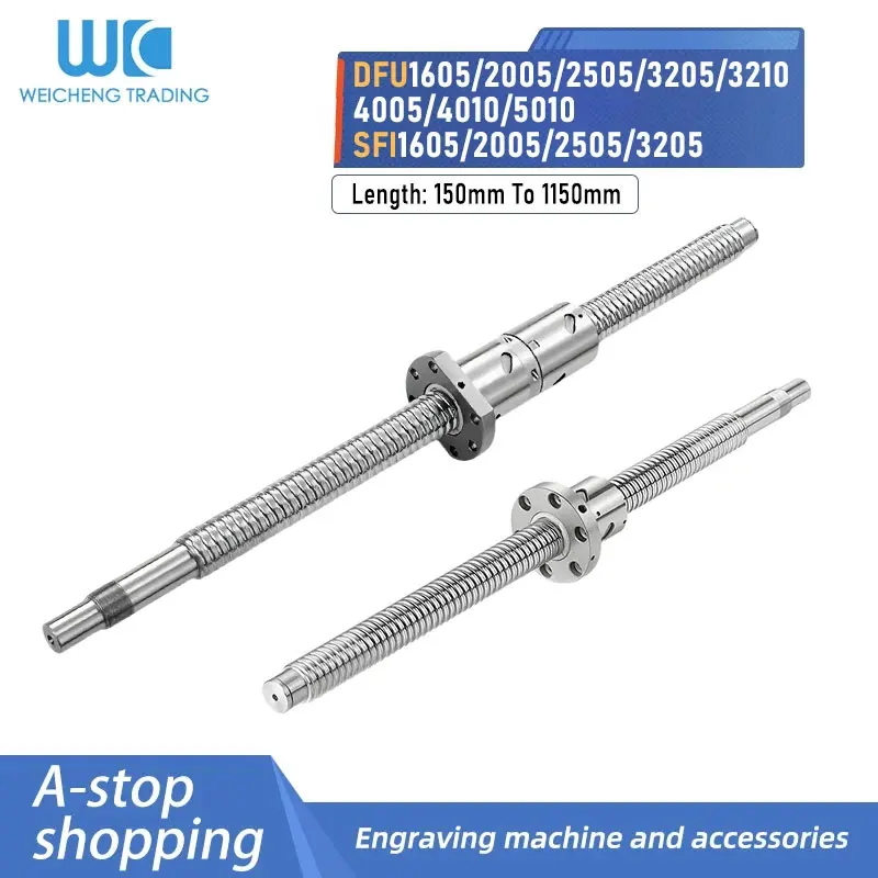 1PC Ball Screw 1605/2005/2505/3205/3210/4005/4010/5010 150-1150mm+Double Nut/SFI Nut+End Processed CNC Machine