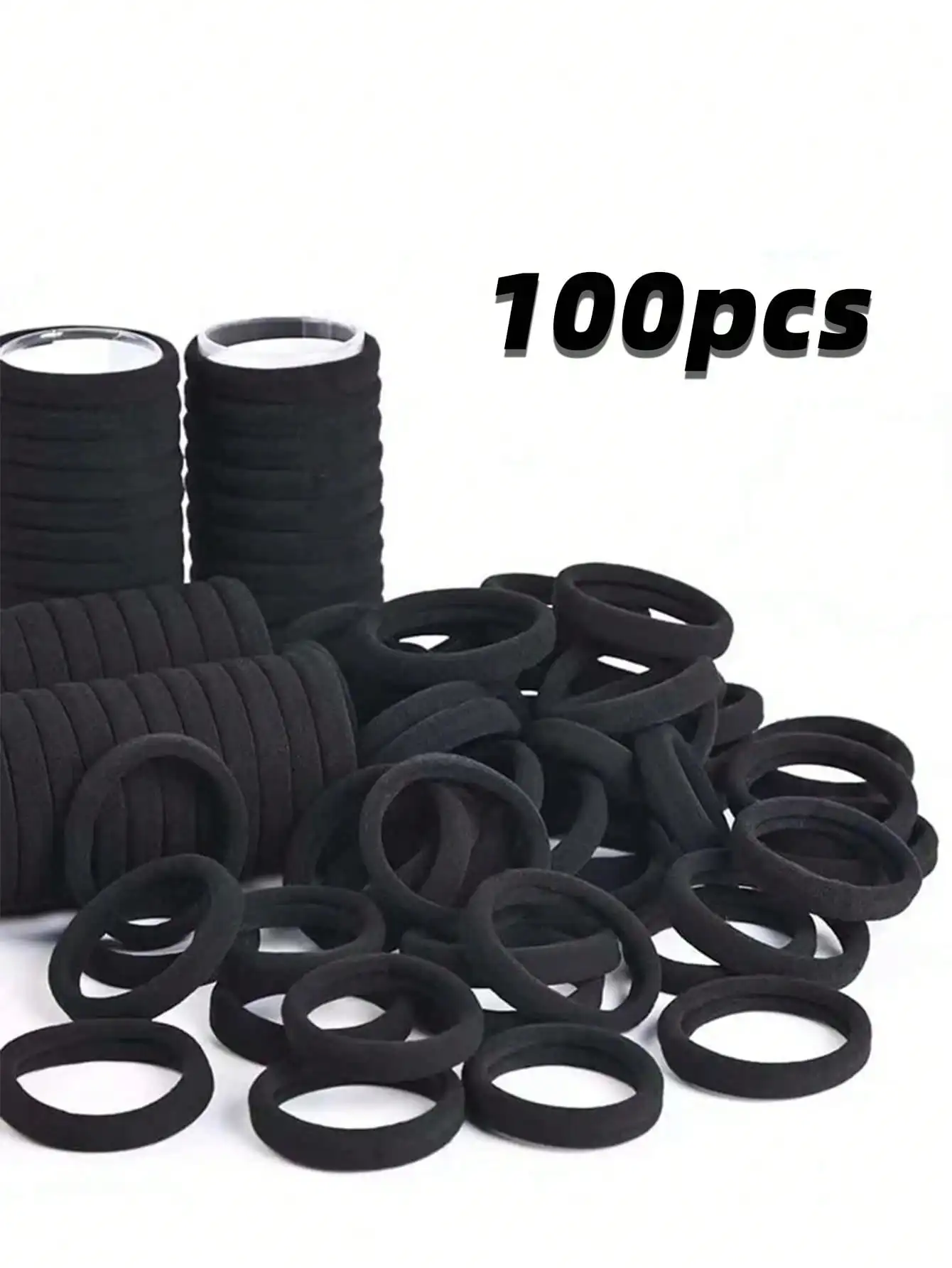 100Pcs Black Fabric Hair Bands 4CM High Elasticity Minimalist Style Hair Ties for Braids And Ponytails image 4
