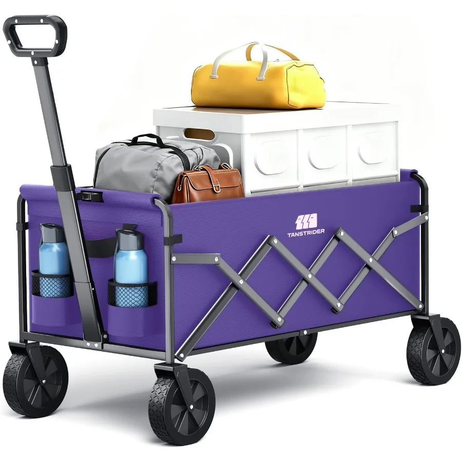 

Collapsible Foldable Wagon with Wheel Heavy Duty 180lbs Capacity Lightweight Utility Camping Wagon for Groceries Garden Beach S