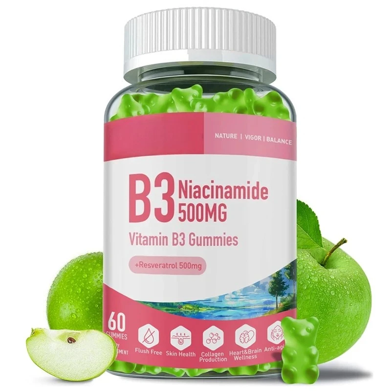 

Конфеты мармеладки ниацинамид, 500 мг, добавка витамина B3, содержащий реверatrol объемом 500 мг, антиоксидант, поддержка иммунитета, вкус яблока