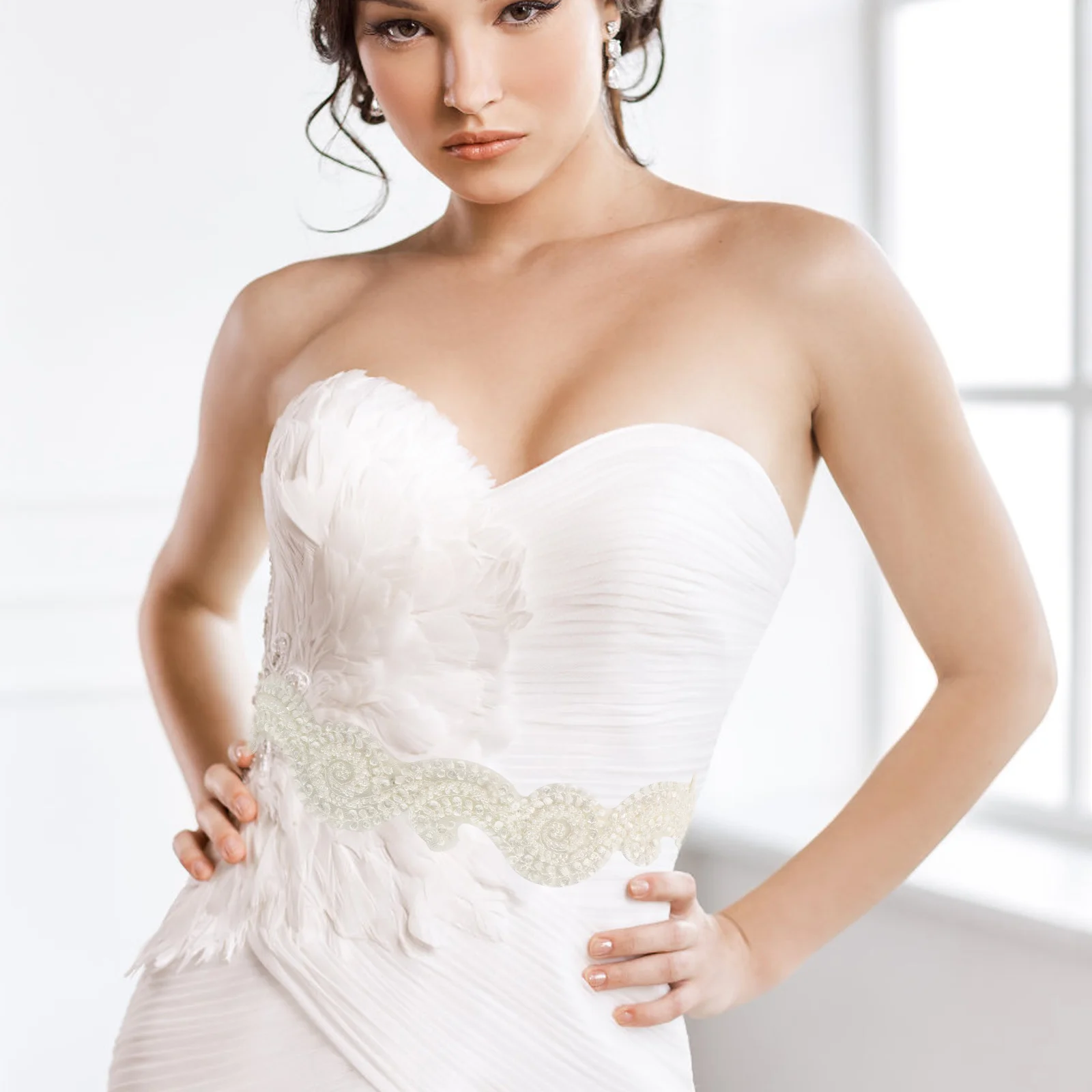 

Wedding Dress Lace Flower Waist Decoration Miss Trim Fabric Belts for Women Bridesmaid Sash