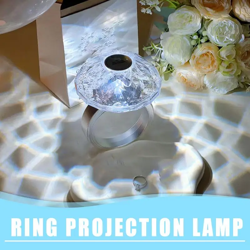 

Ambient Lighting Bedroom Projector Ring Shape USB Charging Dimmable Crystal Lamp Light Projector Three Color Temperature Bedside