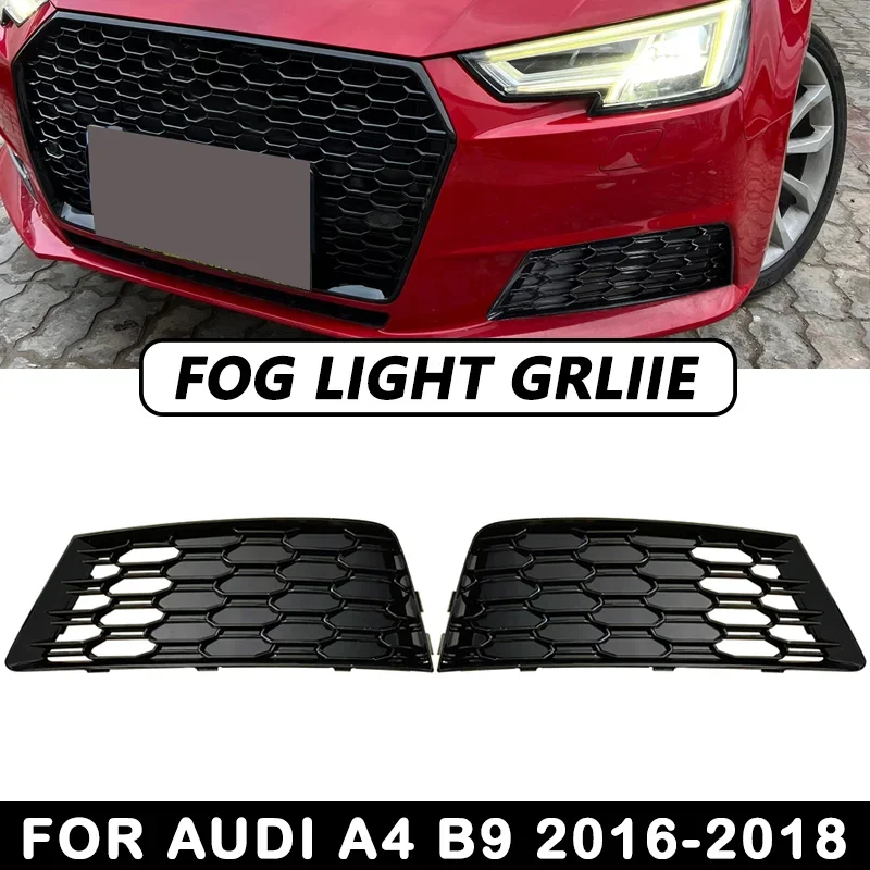 

8WD807681B Honeycomb HEX Mesh Car Front Bumper Fog Light Grille Lamp Grill Cover For Audi A4 B9 2016 2017 2018 Accessories Tools