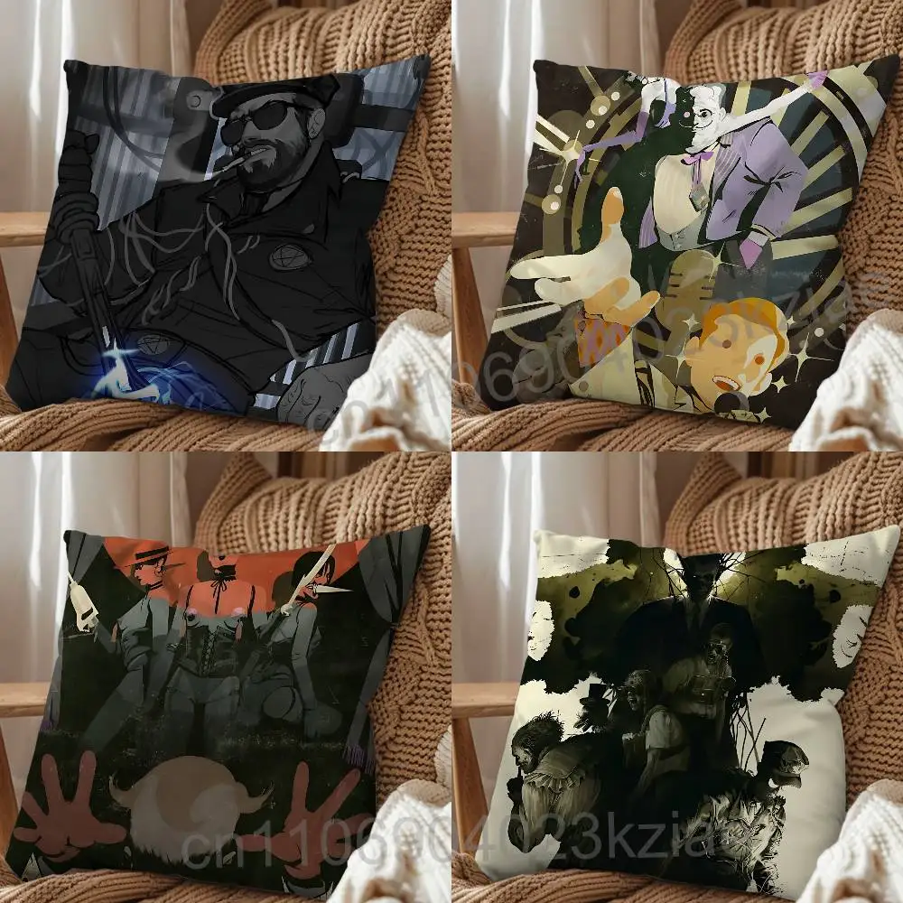 

black game Horror Outlast Trials Pillow Case Anti-dustmite Pillowcase Invisible zipper silky short plush Sofa cushion cover