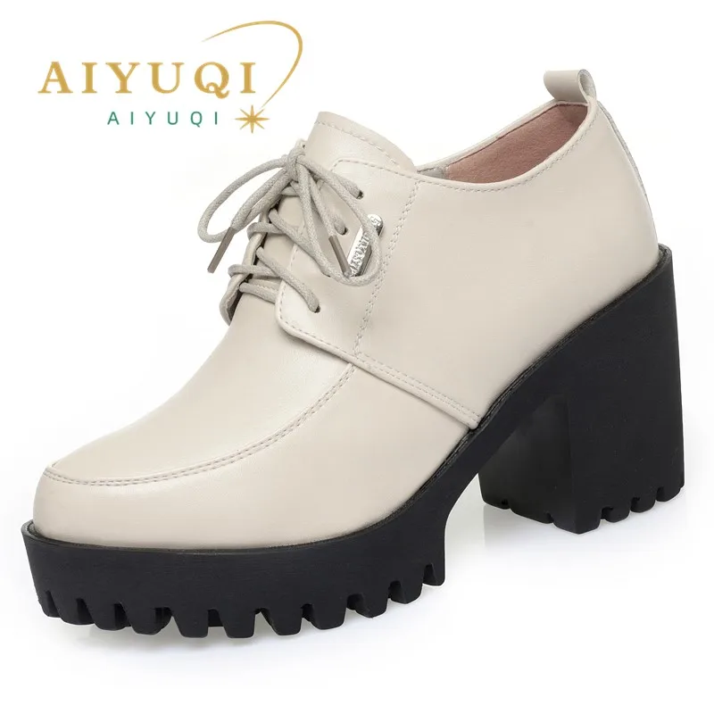 

AIYUQI High Heels Women 2024 New Genuine Leather Spring Shoes Women Platform Fashion Women's Dress Shoes